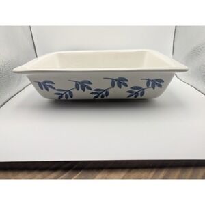 Vtg Tabletops Unlimited‎ Over and Over Baking Dish Blue Leaf 10x7" Casserole